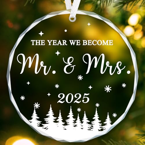 ZyraGleam White Our First Christmas Married Ornament 2025 – Wedding Keepsake for Newlyweds, Bridal Shower Gift