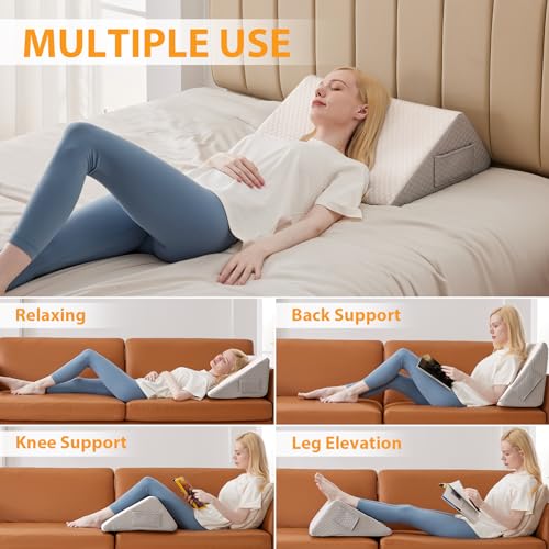 Knee Wedge Pillow for Back Sleeping - Pain Relief & Leg Elevation