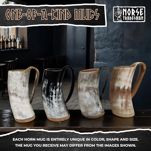 Authentic Viking Drinking Horn Mug - 16 oz Handcrafted Ox Horn Tankard