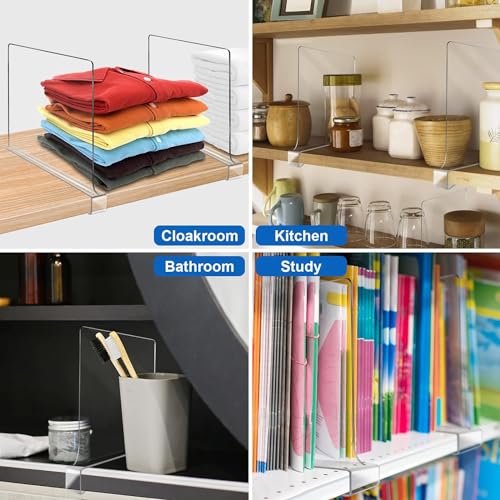 Clear Acrylic Shelf Dividers for Closet Organization 6 Pack