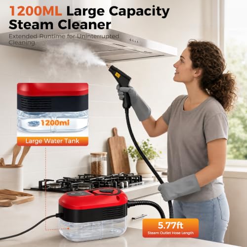 1500W Handheld Steam Cleaner with 6-Level Adjustable Control and 11-Piece Kit