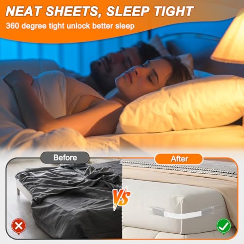Heavy Duty Bed Sheet Holders for Corners - Anti-Slip Sheet Straps (Set of 4)