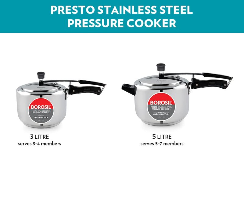 Borosil Presto Stainless Steel Pressure cooker