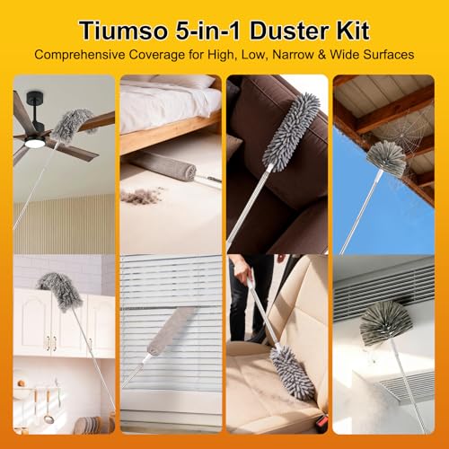 Microfiber Duster Kit with 100-Inch Extension Pole - 5-Piece Cleaning Set
