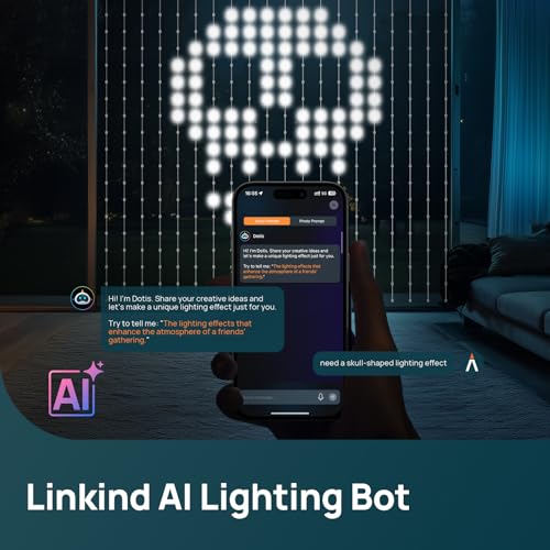 Linkind Halloween 400 LED Color Changing Curtain Lights 4.9×4.5ft - AiDot App & Voice Control
