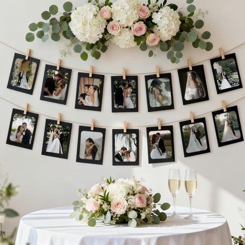 30-Piece Paper Picture Frame Set 4x6 Inch with Jute String and Wooden Clips