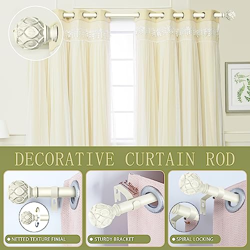 Heavy Duty Farmhouse Curtain Rod, Adjustable 36-88 Inch Antique White Rod