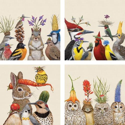 PPD Forest Festivities 5x5 Inch Disposable Paper Beverage Napkins Bundle of 4 (80 Count)