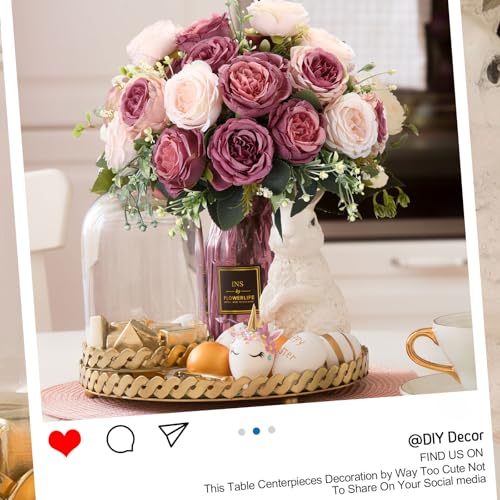 8 Bundles Dusty Pink Artificial Peonies Flowers - Faux Silk Bouquet for Weddings & Home Decor
