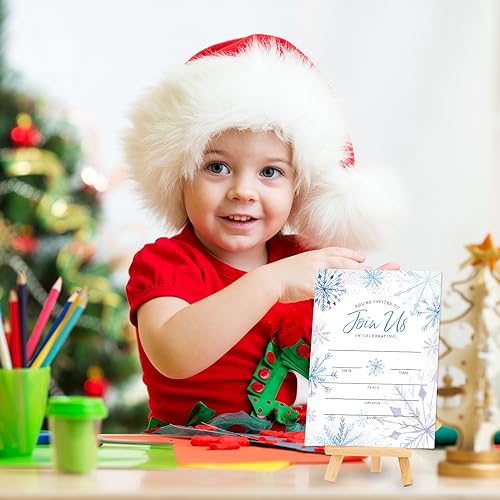 Winter Snowflake Invitation Cards Set with Envelopes & Stickers - 20 Pack, 5x7 Inch for Christmas Weddings & Parties