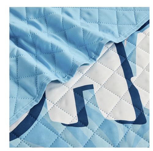 Twin Quilted Bedspread - Blue Lilo & Stitch Design, 55x75 inches