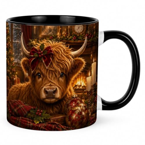 Highland Cow Coffee Mug - 11oz Ceramic Cow Lovers Gift for Tea & Hot Drinks
