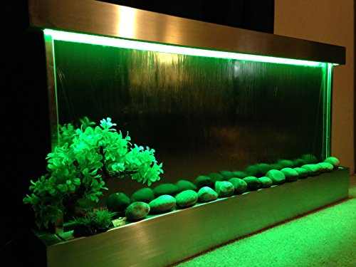 XL Wall Mounted Waterfall Fountain 47x24 Inch with LED Lights & Remote