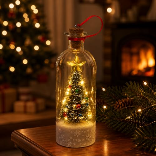 Christmas Message Bottle, 30-Second Voice Recording, LED Lights