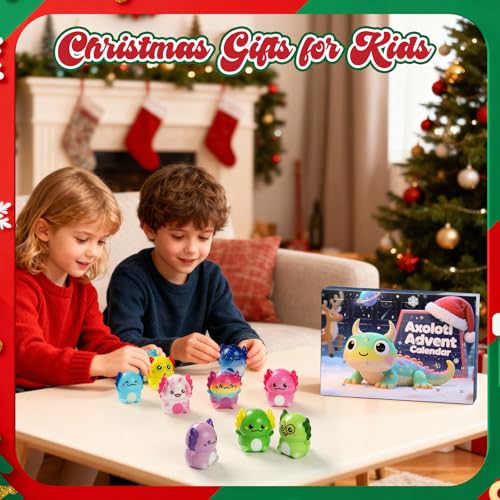 Axolotl Squishy Advent Calendar 2026 – 24 Colorful Slow-Rising Toys, Squeeze Stress Relief Gifts