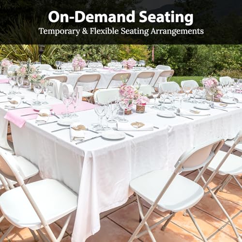10-Pack Foldable Plastic Chairs, Stackable Metal Frame Seats for Events