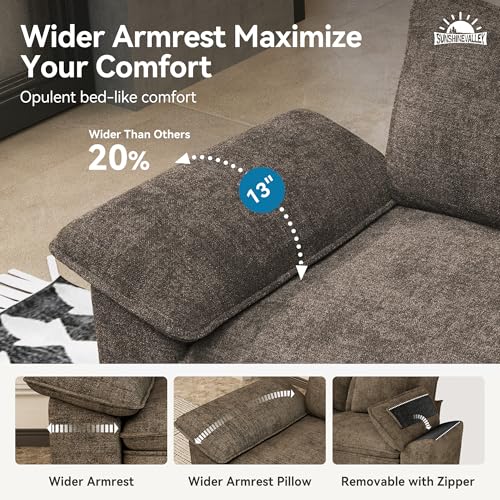 2-Piece Modular Chenille Sofa Set - Deep Seat Loveseat and 3-Seater Couch