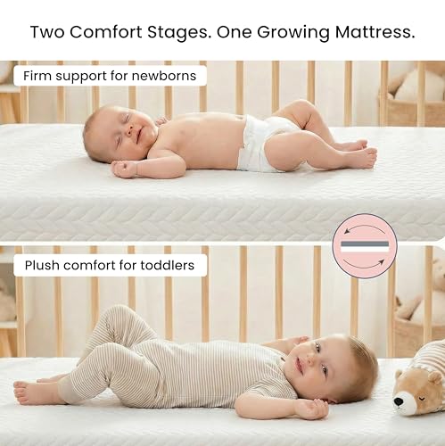 Dual-Sided 2-in-1 Baby Crib & Toddler Foam Mattress with Washable Cover