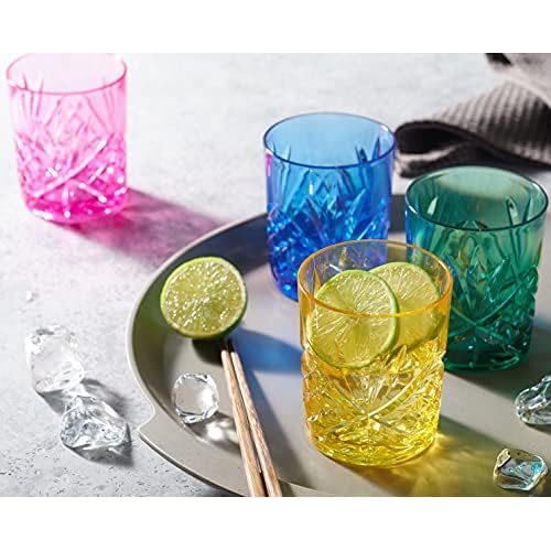 Godinger Acrylic Whiskey Glasses, Beverage Drinking Glasses Cups, Shatterproof and Reusable Tumbler Cups - Dublin Collection, Set of 4