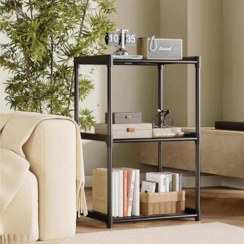 3-Tier Metal Storage Shelf Organizer for Pantry, Closet and Bathroom in Black