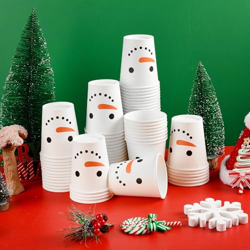 AimFun 100-Pack 9oz Snowman Christmas Cups Disposable Party Cups
