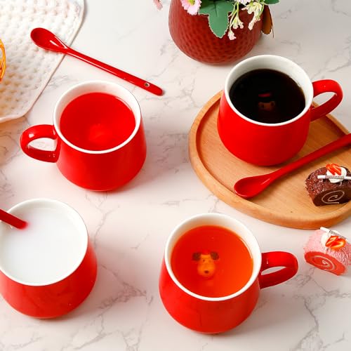 Cute Style Christmas Animal Coffee Mug Set, 13.5 oz with Spoons, 4-Piece