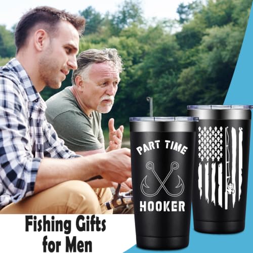 Fishing Tumbler Cup 20 oz with Funny Saying - Black Fishing Lovers Variation