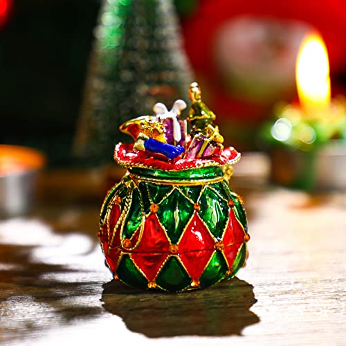 Yu Feng Christmas Ball Jewelry Trinket Box with Enamel & Gemstones