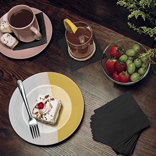 Black 3-Ply Disposable Cocktail Napkins Bulk Pack - Elegant Party & Bar Napkins