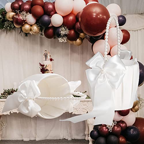 Ivory Flower Girl Basket for Wedding Ceremony - Large Size