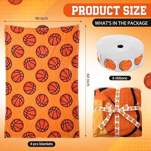 6 Pcs Christmas Basketball Throw Blanket Set 40x60 Inch Gifts for Sports Fans