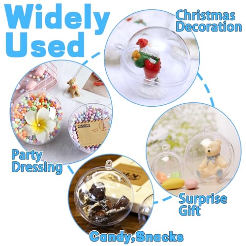 Clear Plastic Fillable Ornaments Set - 25 DIY Craft Balls in 5 Sizes