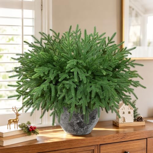 20 Pcs 18" Lifelike Touch Artificial Norfolk Pine Stems for Vase DIY