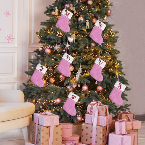 Pet Paw Christmas Stocking - Pink Knit Holiday Decor for Dogs & Cats, 8 Inches - Variation: Pet Paw