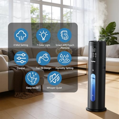 7L Smart Cool Mist Humidifier for Large Rooms with Remote & App