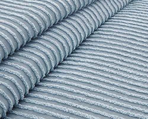 Queen Channel Chenille Bedspread - Soft 100% Cotton Blue Bedcover
