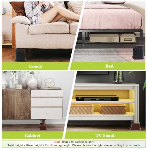 Heavy Duty 4 Inch Bed & Furniture Risers, Supports 6000 lbs - 4 Pack
