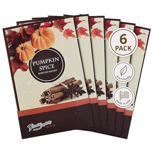 Pumpkin Spice Scented Sachets - Long-Lasting Air Freshener Bags, 6 Pack