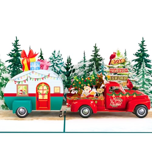 HEARTAGS Camper Christmas Pop Up Card - 3D Holiday Greeting Card