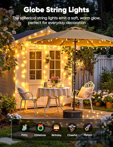 Minetom 33Ft 100 LED Globe String Lights Plug-In Waterproof Warm White