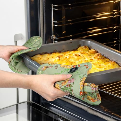 Heat-Resistant Cotton Pot Holders - 2-Piece Kitchen Hot Pads, Floral