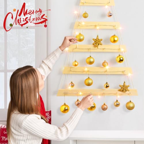 VAIPI Wooden 40in Wall Hanging Christmas Tree with Lights - 40'' x 20'' (Variation: Wooden-40inch)