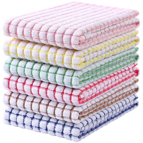 6-Pack Cotton Kitchen Towels, 16 x 25 Inch Absorbent Dish Hand Towels