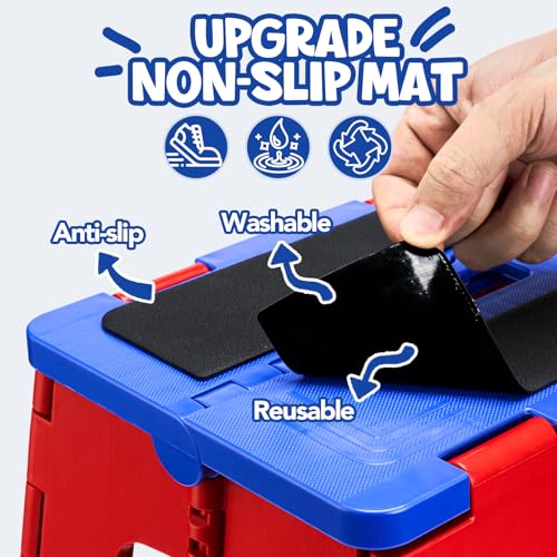 9-Inch Folding Step Stool for Kids - Heavy Duty 400lb Capacity Collapsible