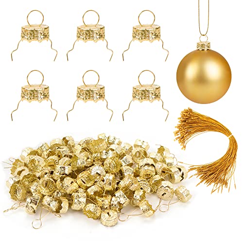 100-Piece Metal Christmas Ornament Caps and Hanger Strings for DIY Crafts