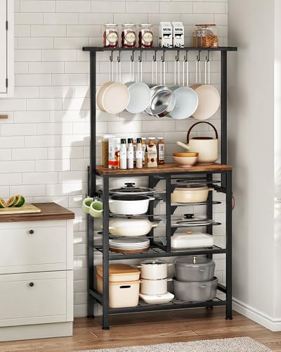 Industrial Kitchen Bakers Rack with Pots and Pans Storage Organizer Shelf