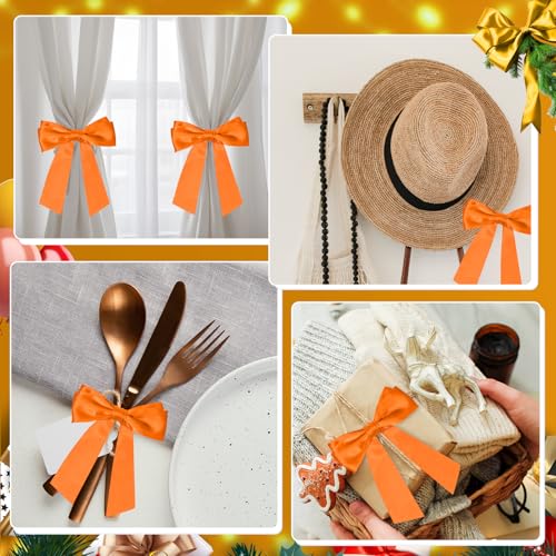 2-Piece Fall Wreath Sash Orange Satin for Front Door Decor