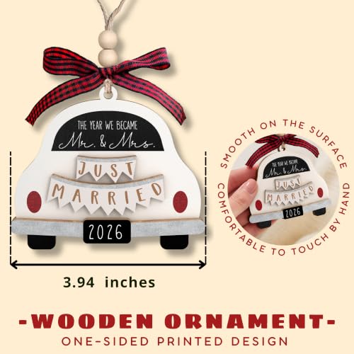 Mr and Mrs Wedding Ornament 2026 - Personalized Wooden Newlywed Keepsake