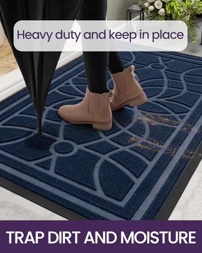 Heavy Duty Front Door Mat 24x36, Non-Slip Low Profile Outdoor Entrance Rug