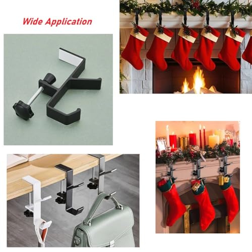 3-Pack Adjustable Mantel Stocking and Garland Hangers, No-Drill Metal Hooks